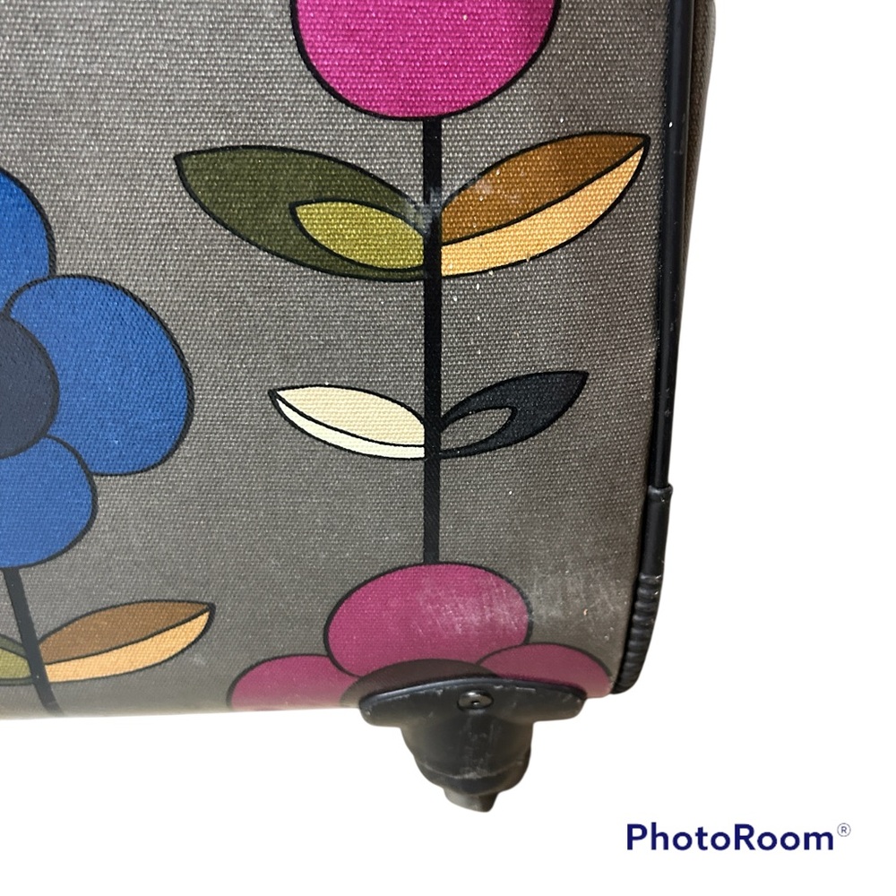 Brighten dark grey purple blue floral weekender spinner carry on luggage - Picture 5 of 12